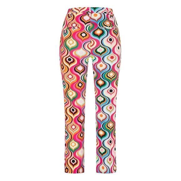 NWOT MAC Jeans Aida Cropped Kick Flare '70s Retro Colorful Print Trouser Pants 6 - Picture 5 of 12